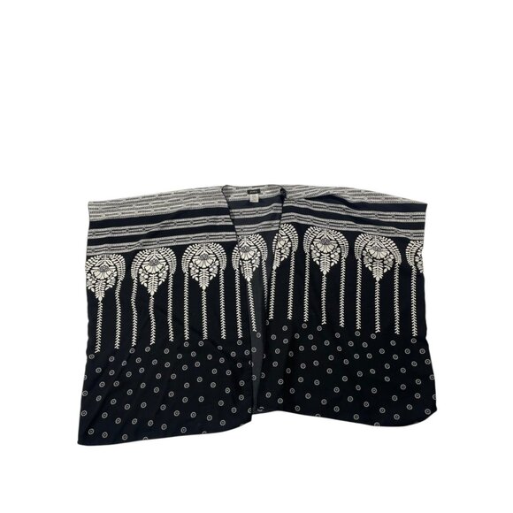 Poetry Black & White Boho Kimono  Intricate Floral Geometric Wrap - O/S - Picture 7 of 7